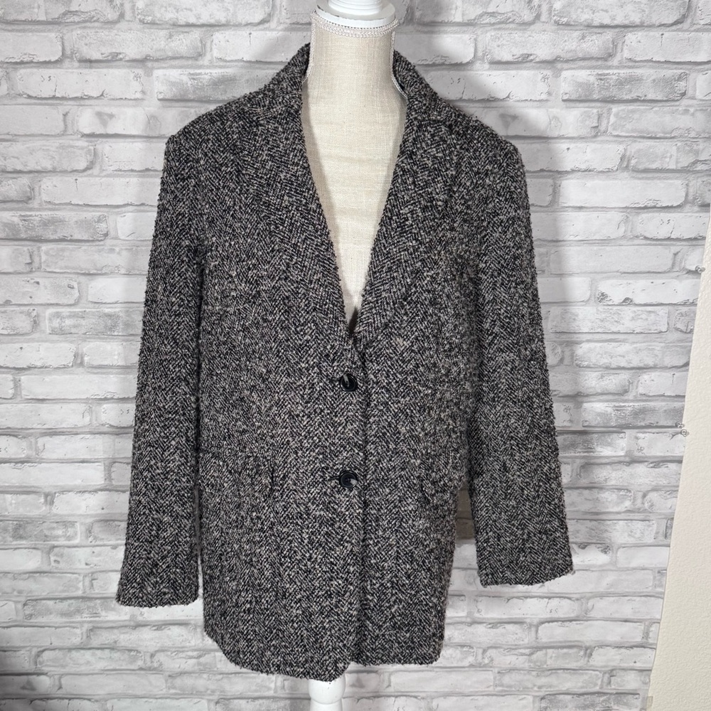 H&M Charcoal and Light Gray Tweed Blazer Jacket